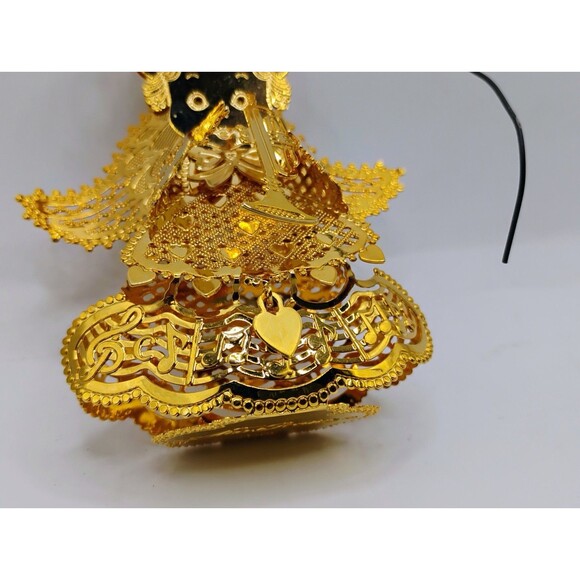 Lee Graves Gold Filigree May  Birthday Angel Christmas Ornament Figurine Emerald - Picture 2 of 7